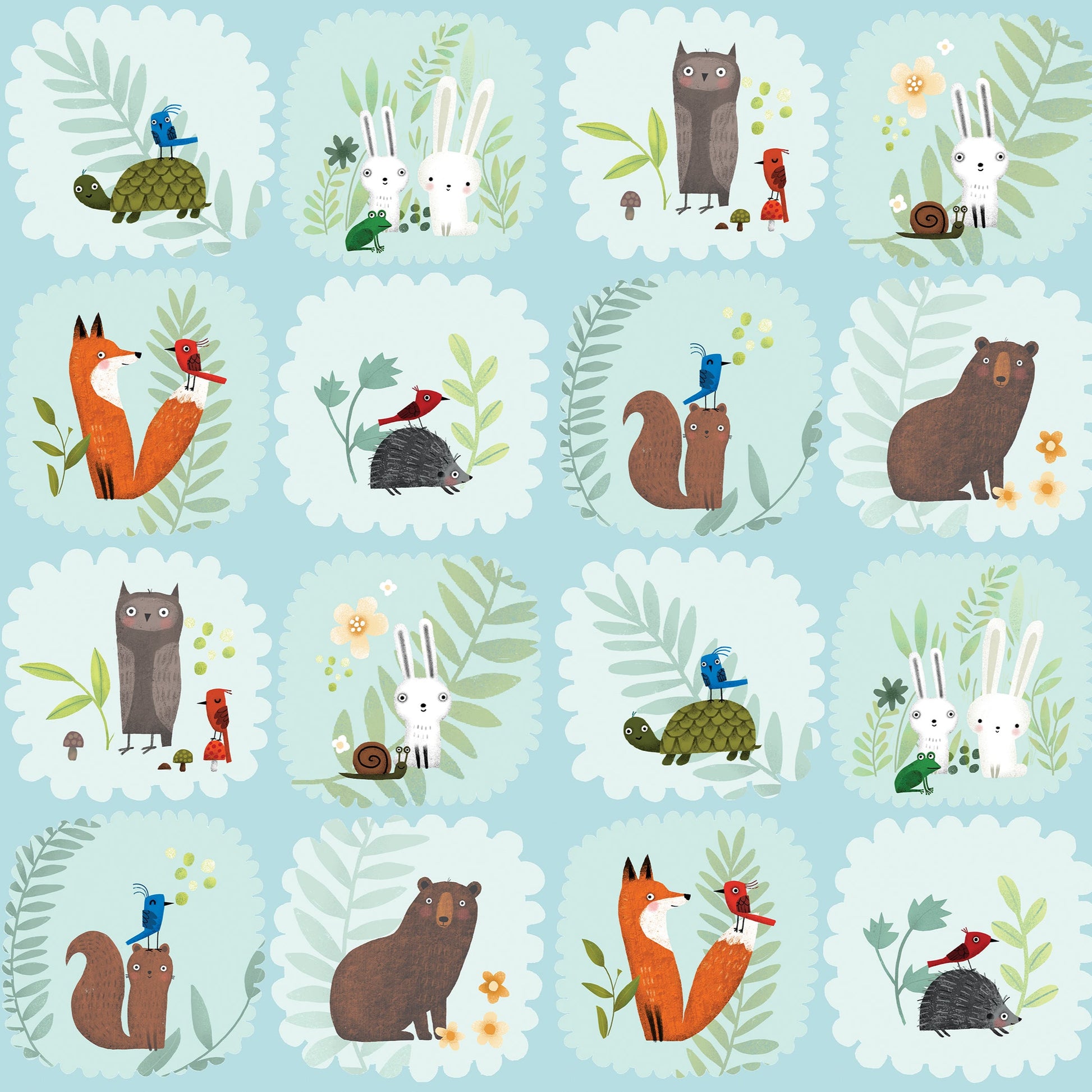 Terry Runyan Benartex Into The Woods Blocks Panel 13296-80