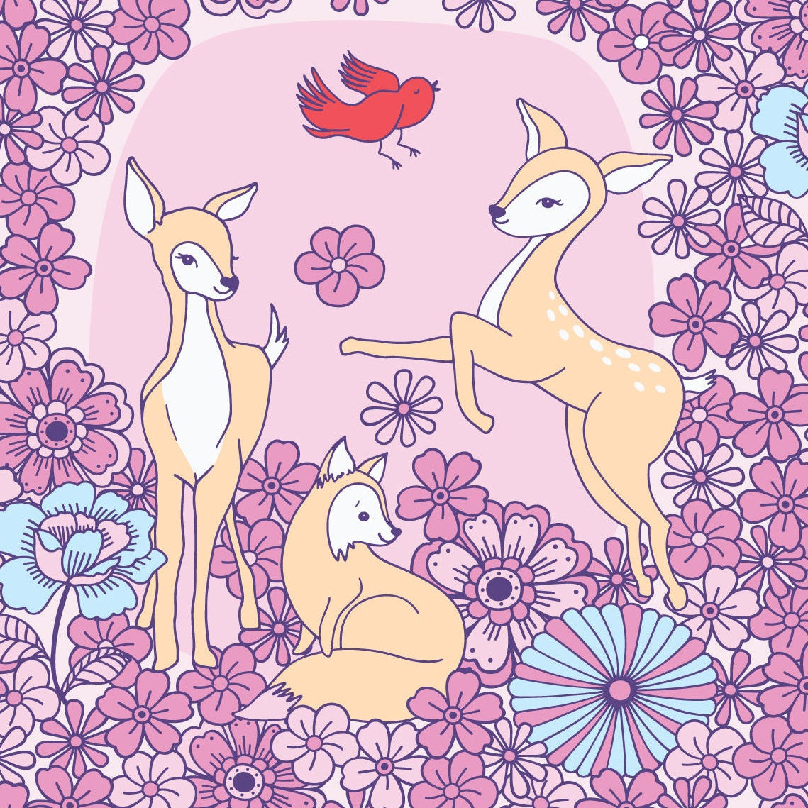 The Good Twin Cloud9 Fabrics Forest Friends Floral Deer 228666