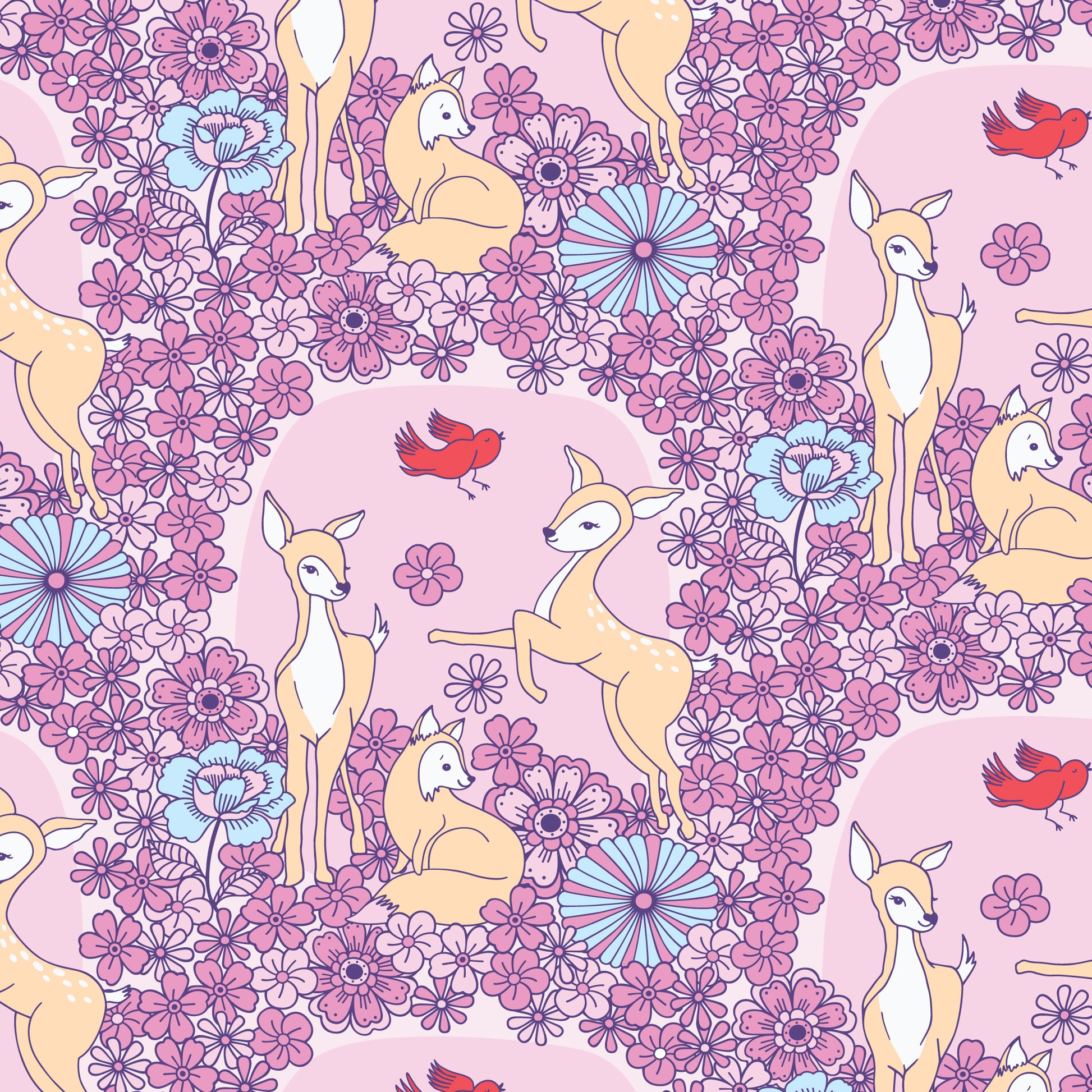The Good Twin Cloud9 Fabrics Forest Friends Floral Deer 228666