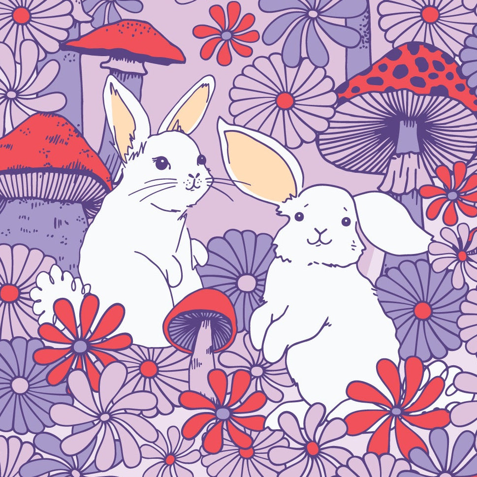 The Good Twin Cloud9 Fabrics Forest Friends Mushroom Bunnies 228665