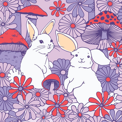 The Good Twin Cloud9 Fabrics Forest Friends Mushroom Bunnies 228665