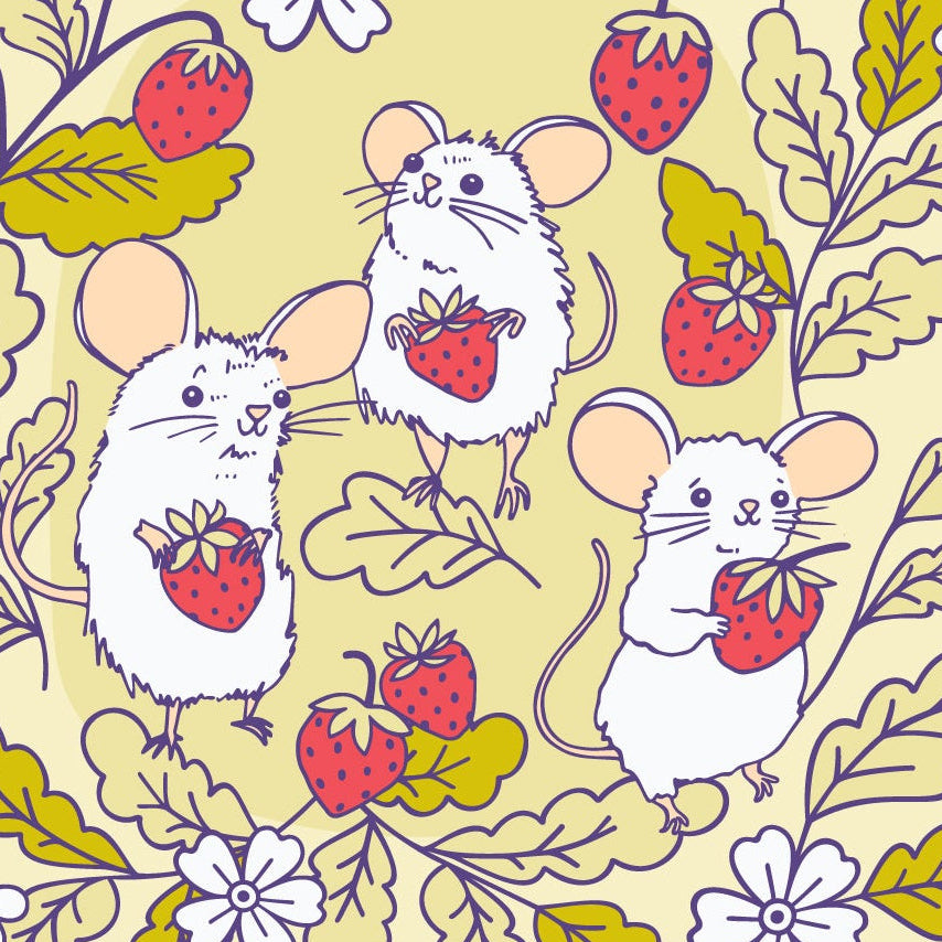 The Good Twin Cloud9 Fabrics Forest Friends Strawberry Mice 228668 5