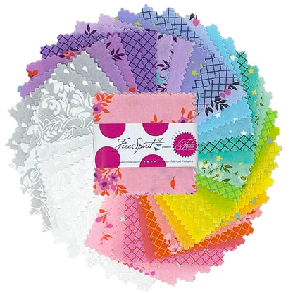 Tula Pink FreeSpirit Fabrics Tula's 2025 True Colors 2.5" Mini Charm Pack FB18MCTP.TRUECOLORS