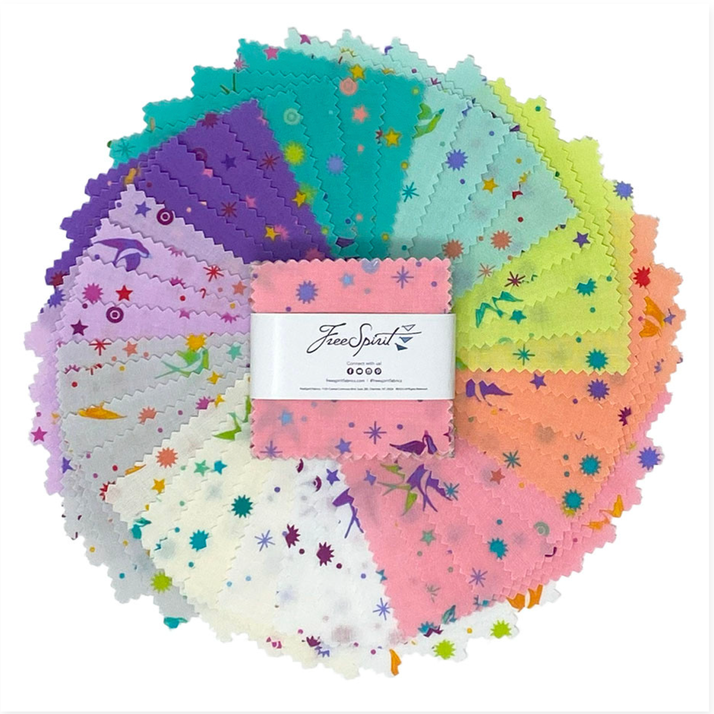 Tula Pink FreeSpirit Fabrics Tula's True Colors Fairy Dust 2.5" Mini Charm Pack FB18MCTP.FAIRYDUST