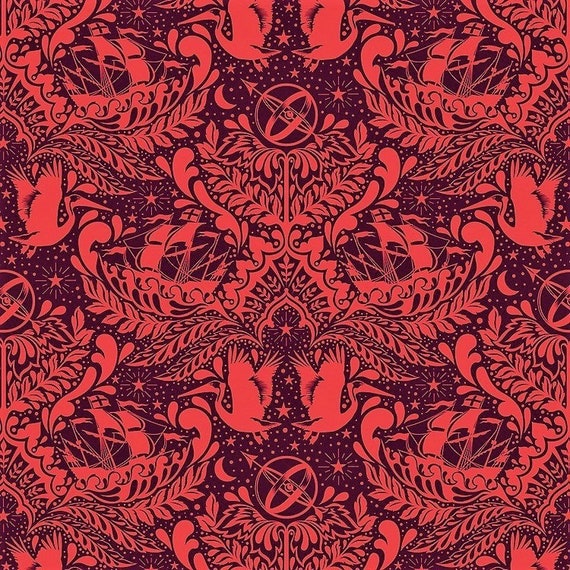 Tula Pink Westminster Fibers PWTP065 Ship Shape Plum Elizabeth 