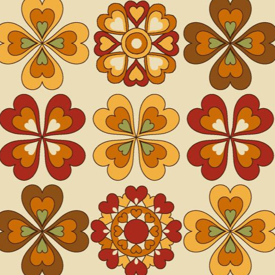 UN/NO Retro Floral Japanese Import NN2324H-11A Ivory