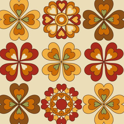 UN/NO Retro Floral Japanese Import NN2324H-11A Ivory