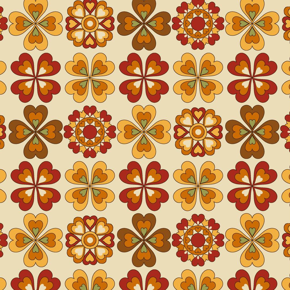 UN/NO Retro Floral Japanese Import NN2324H-11A Ivory