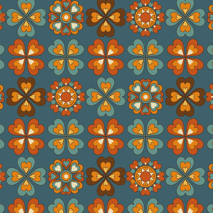 UN/NO Retro Floral Japanese Import NN2324H-11E Blue